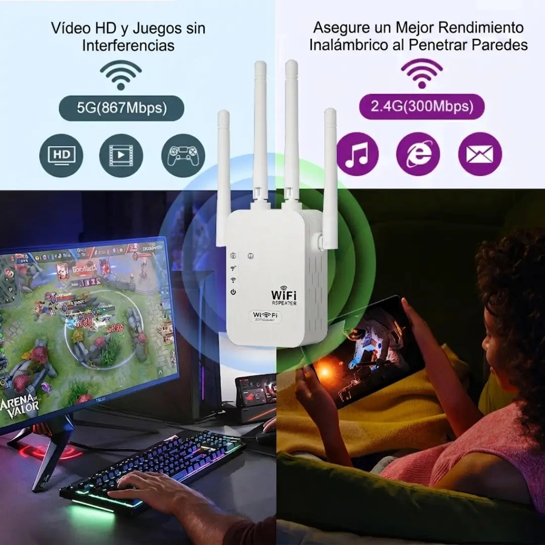 WIFI MAX PRO - Repetidor De Señal Wifi Alta Potencia 4 Antenas