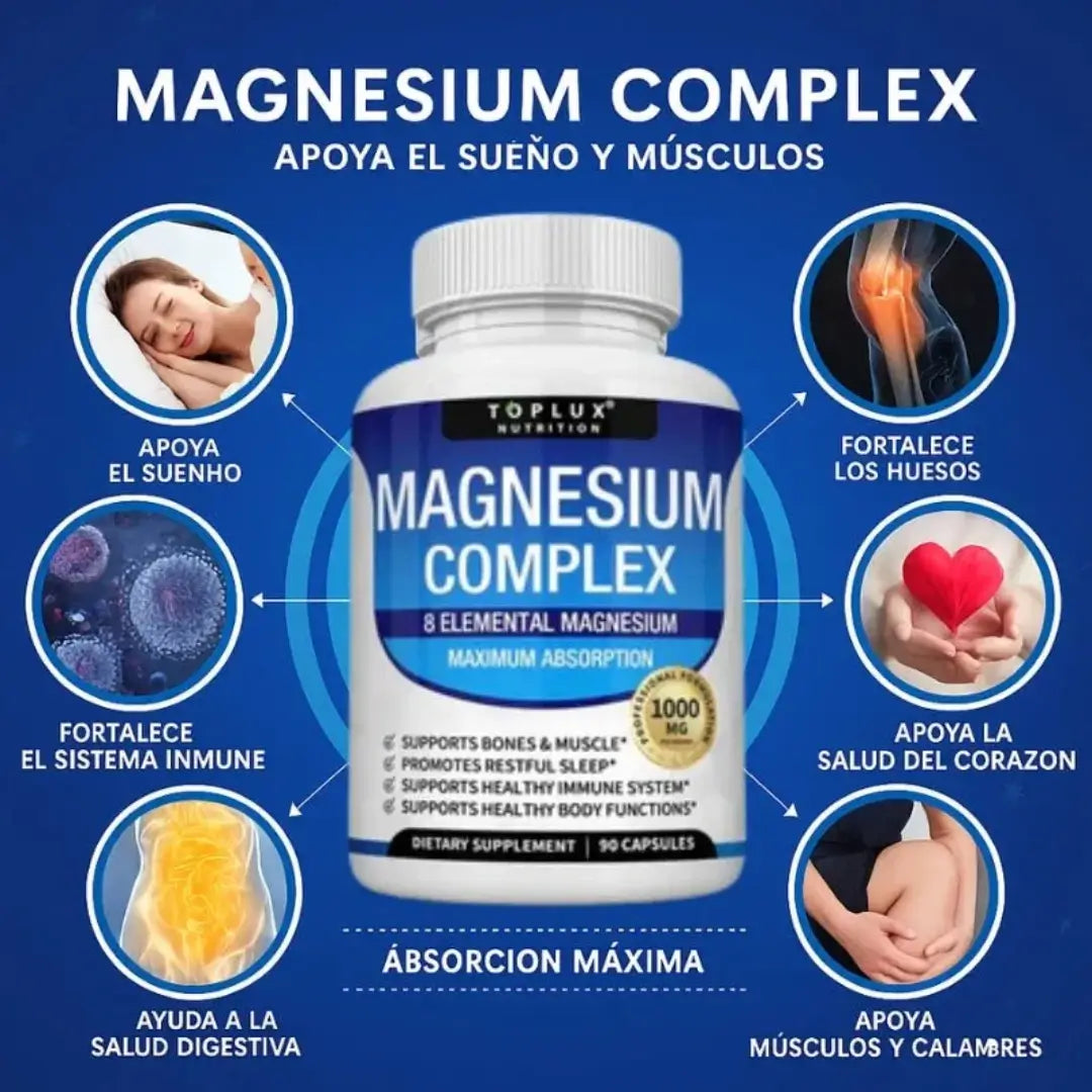 Magnesium Glycinate | Recupera el control de tu sueño, 8 tipos de Magnesio 90 Cápsulas
