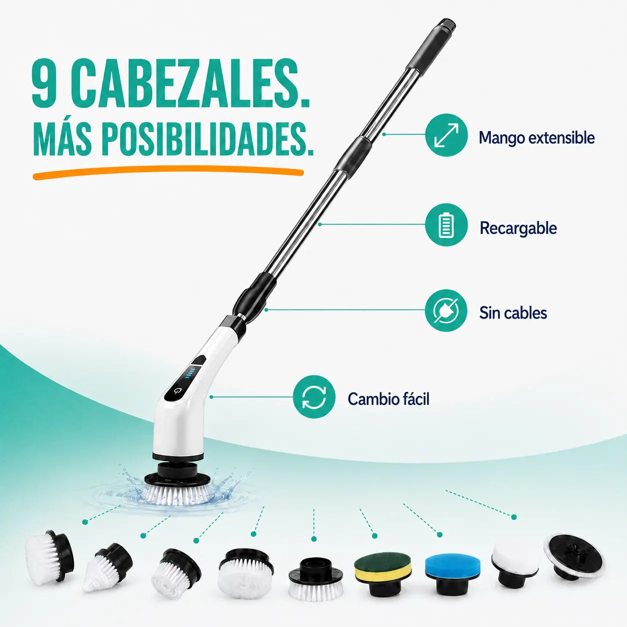 Nueve cabezales SpinClean Pro en la paleta Jade