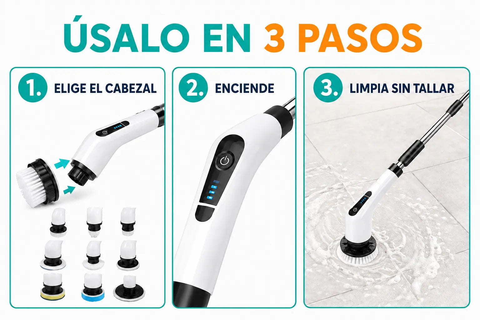 Uso de SpinClean Pro en tres pasos con identidad Jade