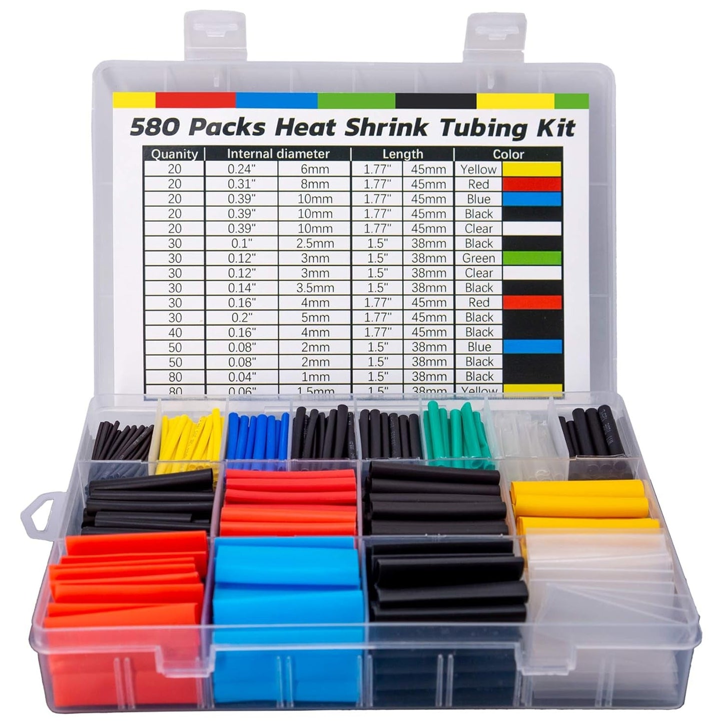 Kit De Termoencogibles - Colores y Tamaños Surtidos | Incluye 580 piezas