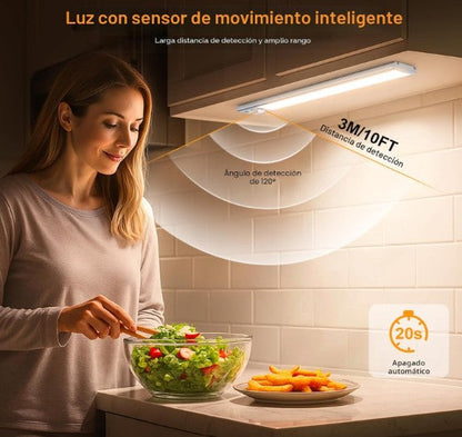Lampara LED Inteligente - Con sensor de Movimiento, 3 Colores de luces, Recargable