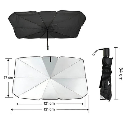 Parasol tipo Sombrilla Ultra Sombra - Cubre el Parabrisas de tu carro y protege todo el interior evitando desgastes por el Sol