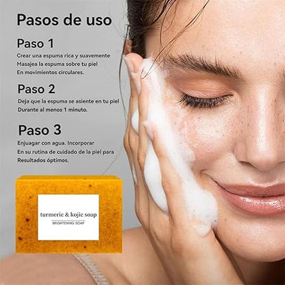 TURMERIC X2 | Jabón de Cúrcuma Reduce el Acné, Atenúa las Manchas y Aclara Zonas Oscuras de todo tu Cuerpo