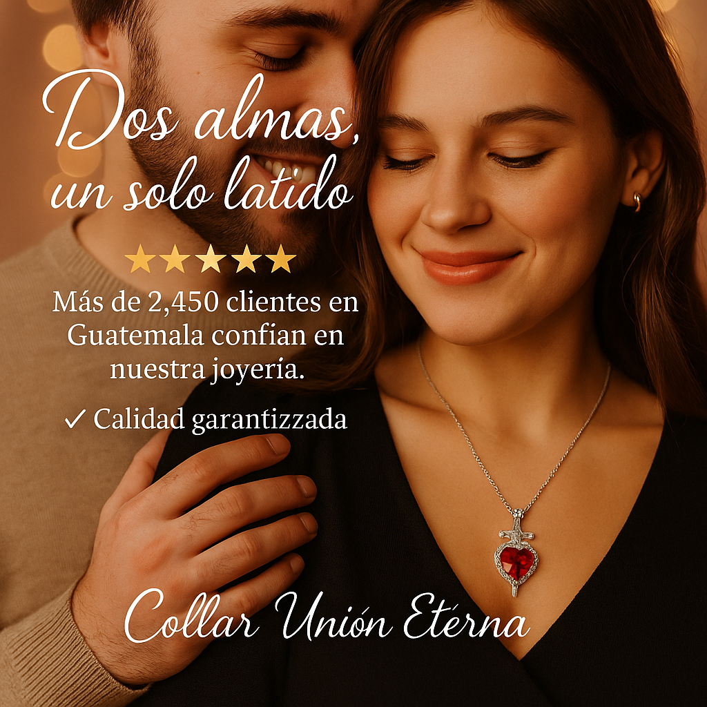 Collar Unión Eterna; Corazón y Espada para Enamorados (Acero Inoxidable)