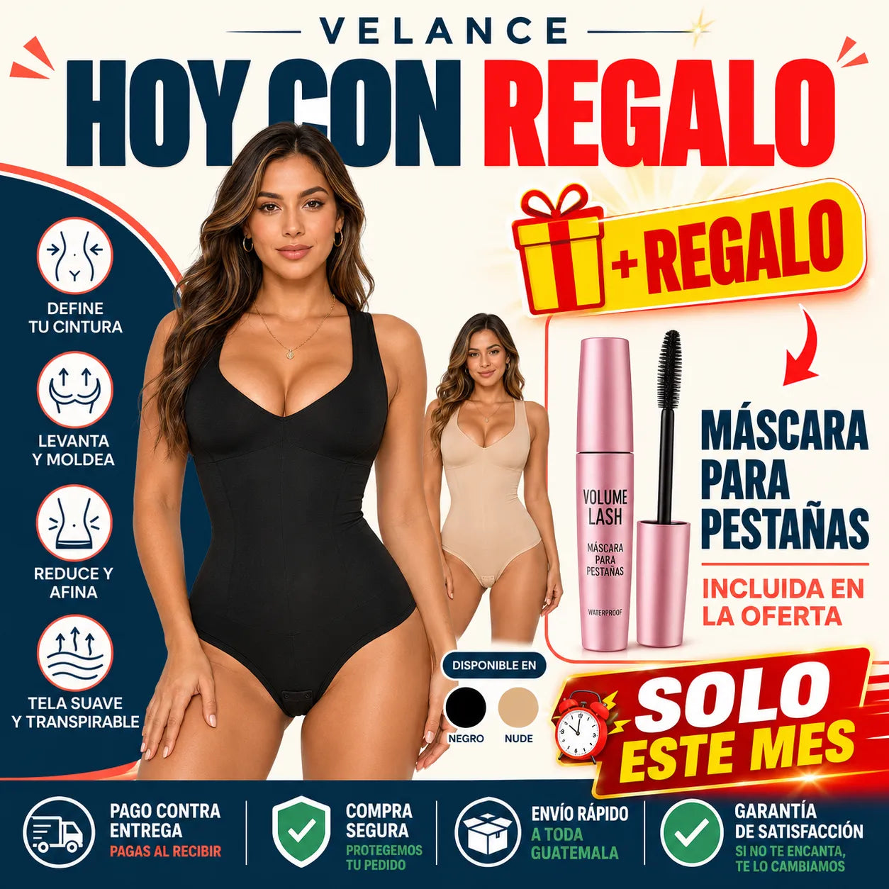 Body Compresor Reduce Tallas + Máscara de Pestañas de Regalo 🎁