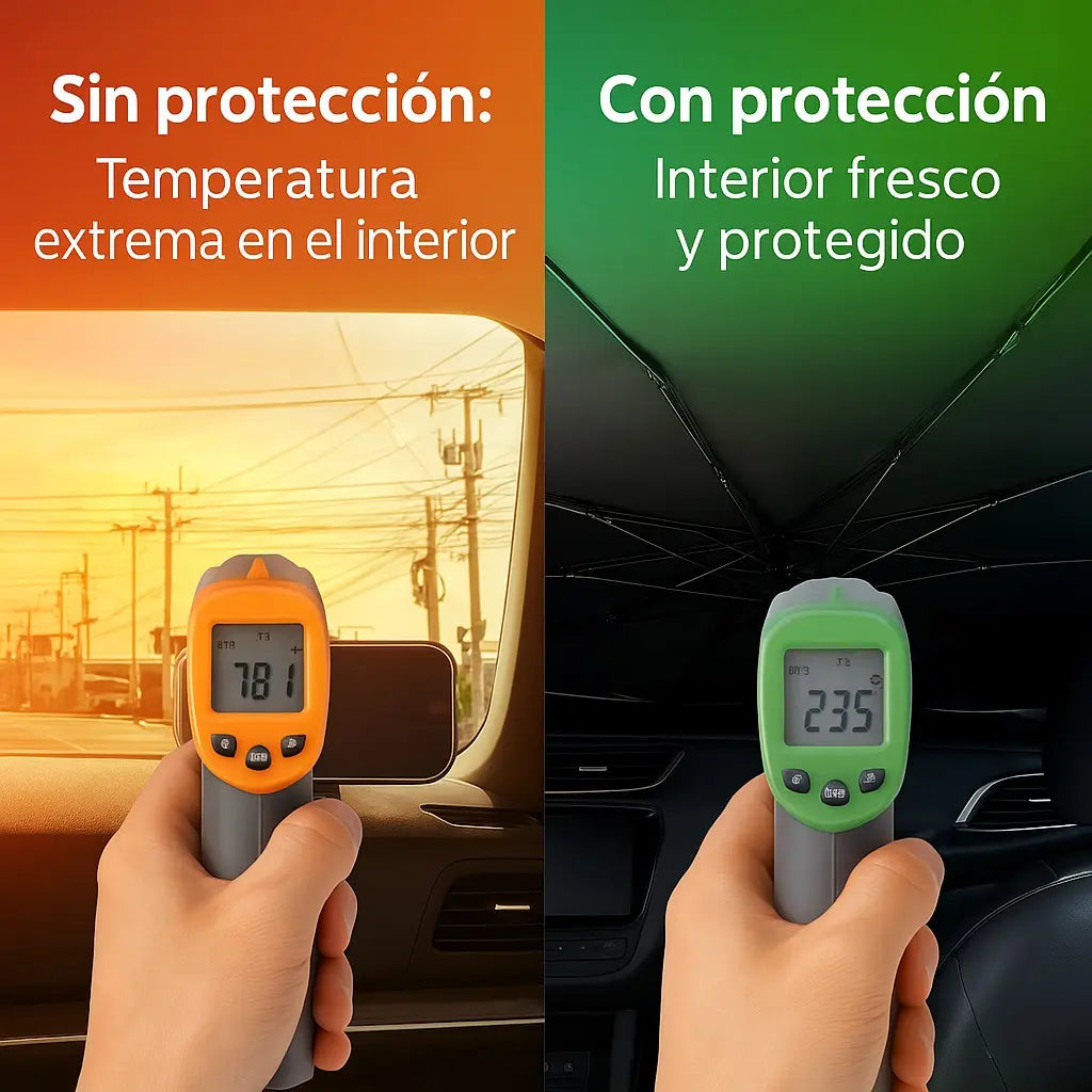 Parasol tipo Sombrilla Ultra Sombra - Cubre el Parabrisas de tu carro y protege todo el interior evitando desgastes por el Sol