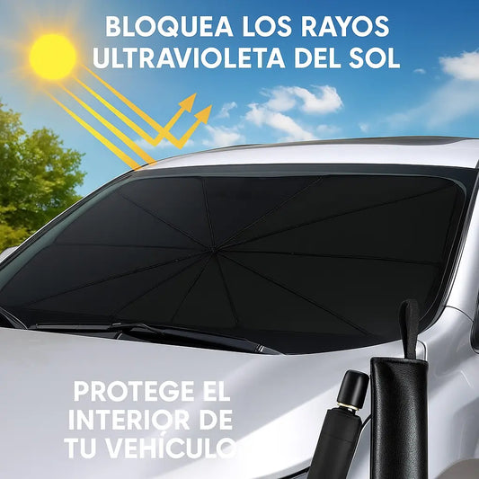 Parasol tipo Sombrilla Ultra Sombra - Cubre el Parabrisas de tu carro y protege todo el interior evitando desgastes por el Sol