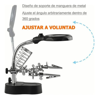 Lupa Manos Libres SoldaPro -  Con Brazos articulados para trabajos de precisión.