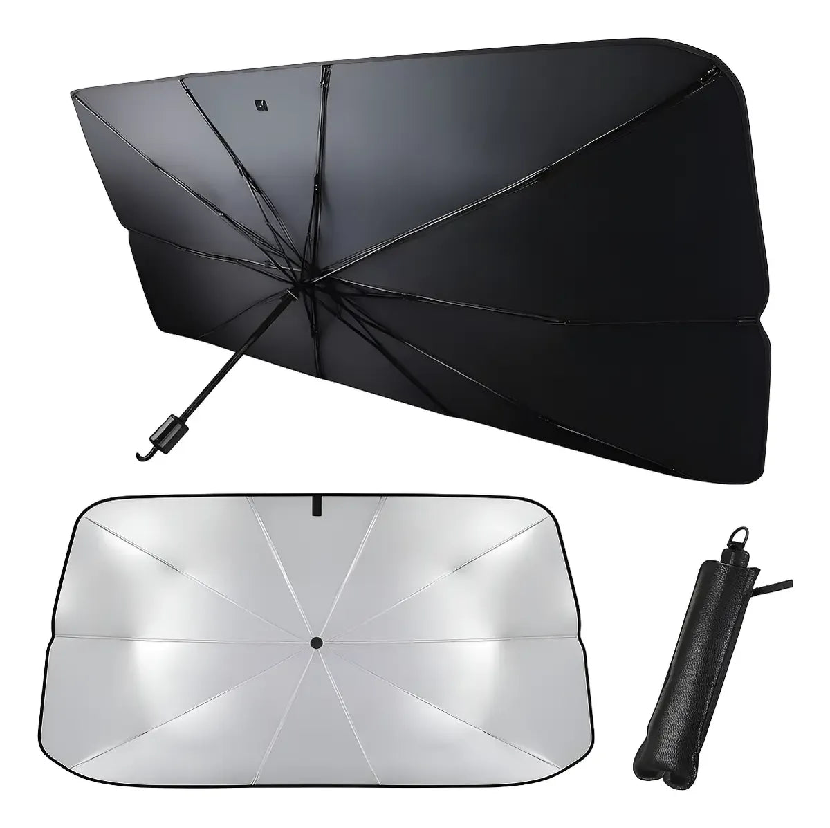 Parasol tipo Sombrilla Ultra Sombra - Cubre el Parabrisas de tu carro y protege todo el interior evitando desgastes por el Sol