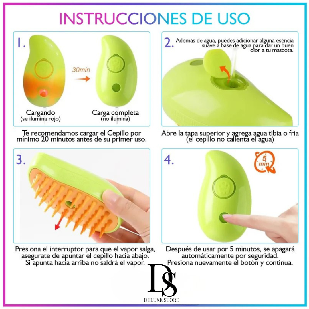 Cepillo de Vapor Inteligente 3 en 1 Para Mascotas