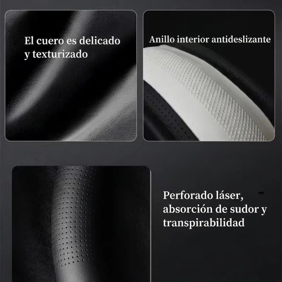 RISX | Piel Volante Carro Premium Negro - Antideslizante y Evita Desgaste