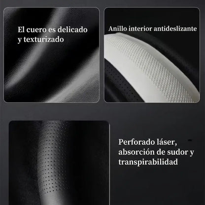 RISX | Piel Volante Carro Premium Negro - Antideslizante y Evita Desgaste