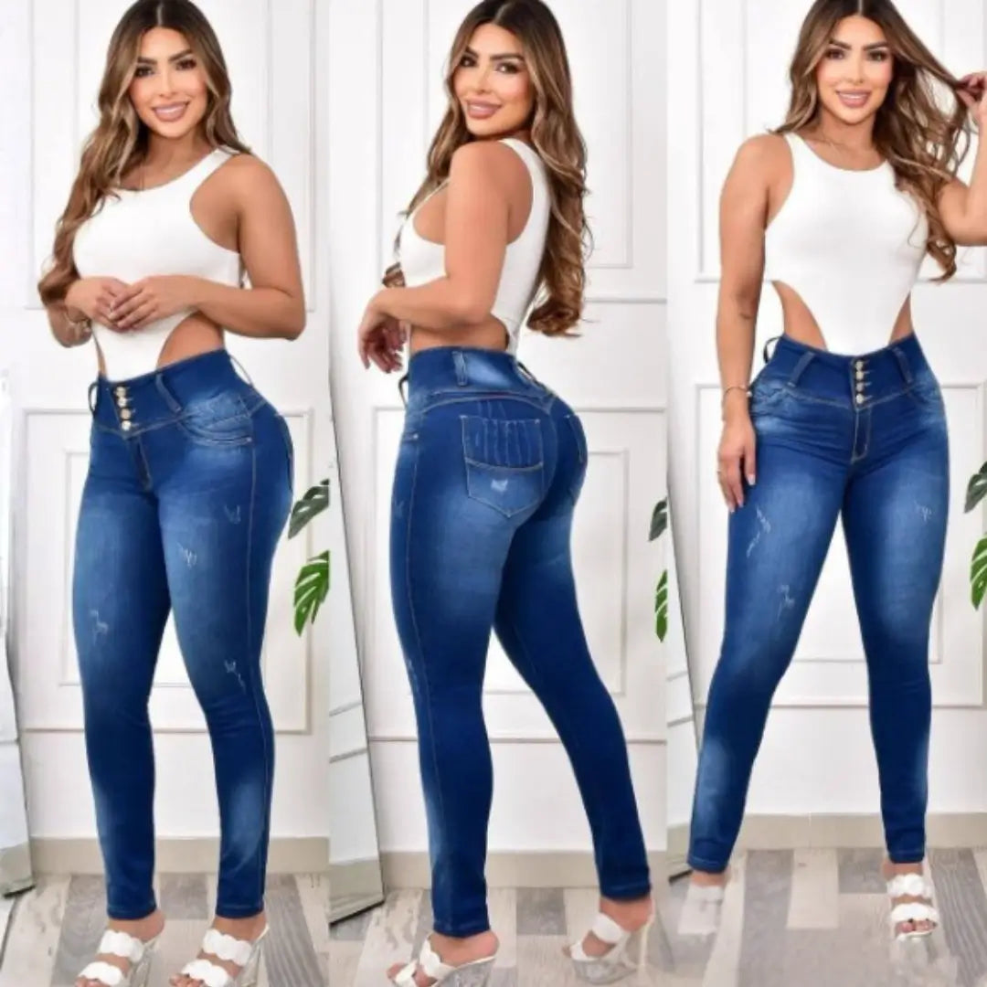 Jean colombiano | Levanta Cola con Petrina Alta que define tu figura Talla 28 a 36
