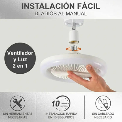 Bombilla Ventilador 2 En 1 - Con Control Remoto y Cabeza giratoria 180°