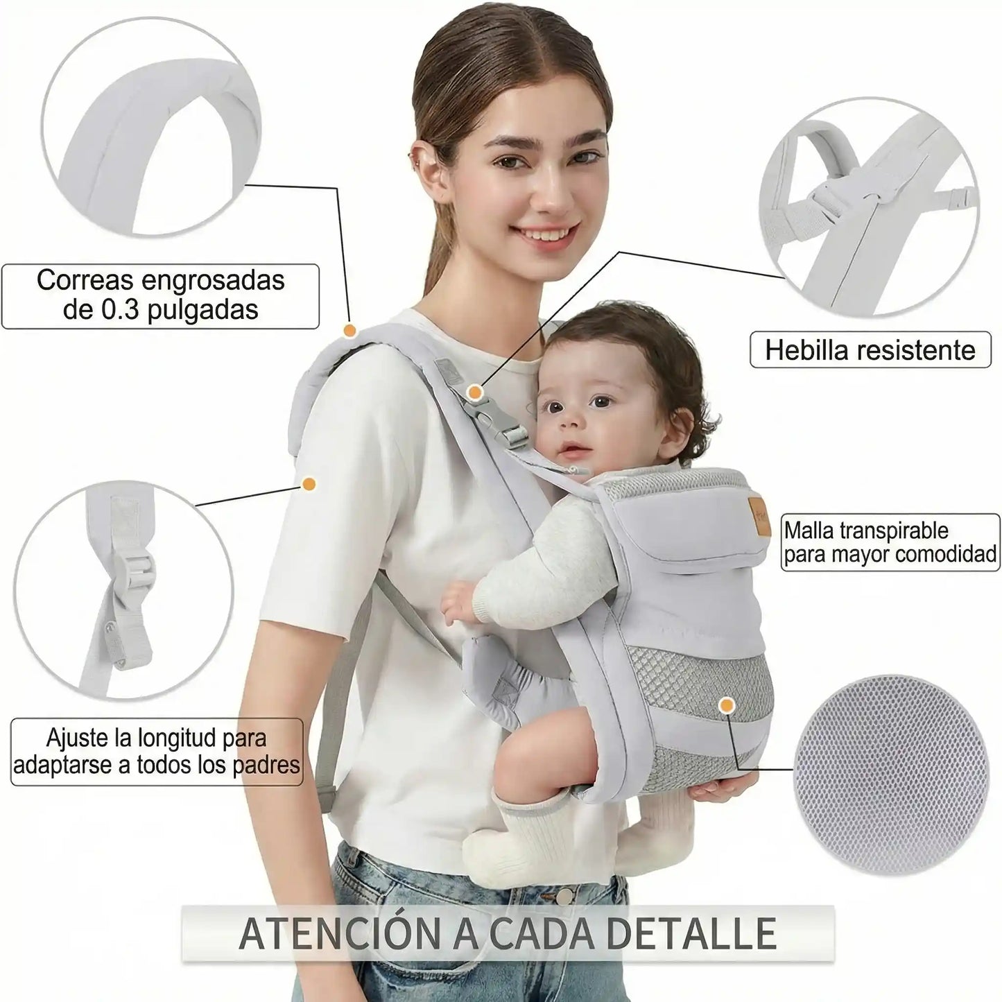 BABY CARRIER- Comodidad y Soporte para ti y tu bebé | Color Gris UniTalla