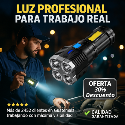 Linterna Táctica LED de Alta Potencia 4 en 1 – Ilumina TODO a tu paso