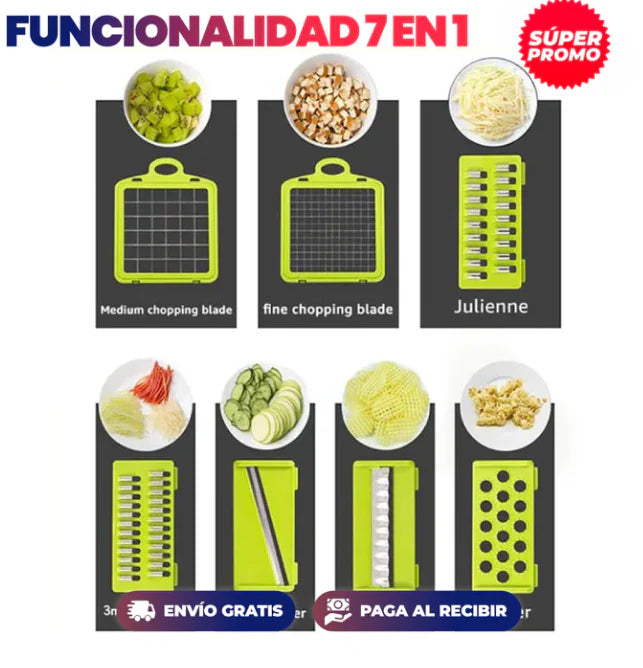 "7 en 1" Picador de Verduras MultiFuncional + 1 Desengrasante de Cocina Gratis😍