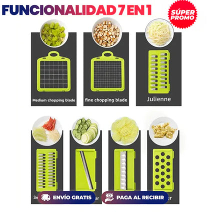 "7 en 1" Picador de Verduras MultiFuncional + 1 Desengrasante de Cocina Gratis😍