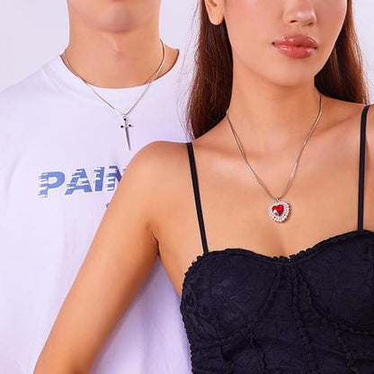 Collar Unión Eterna; Corazón y Espada para Enamorados (Acero Inoxidable)