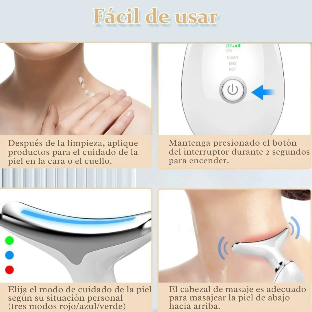 Masajeador Facial Rejuvenecedor Antiarrugas con Terapia de Luz Roja