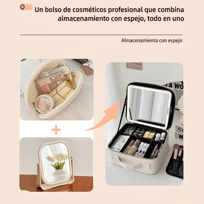 StudioGlam Portátil | Cosmetiqueta con espejo y luz LED