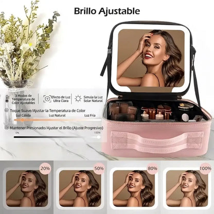 StudioGlam Portátil | Cosmetiqueta con espejo y luz LED